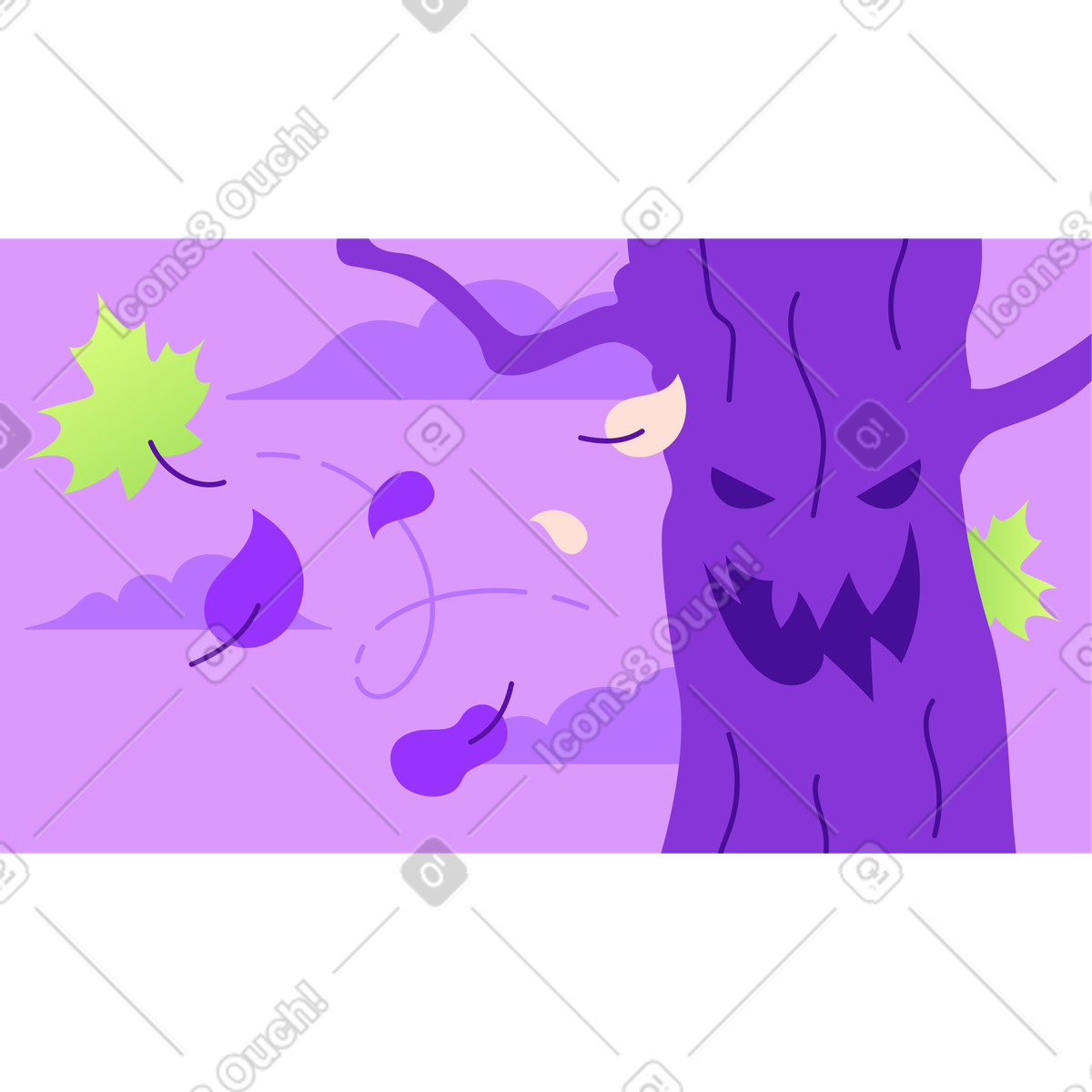 Halloween tree illustration in Lettering style download in PNG, SVG