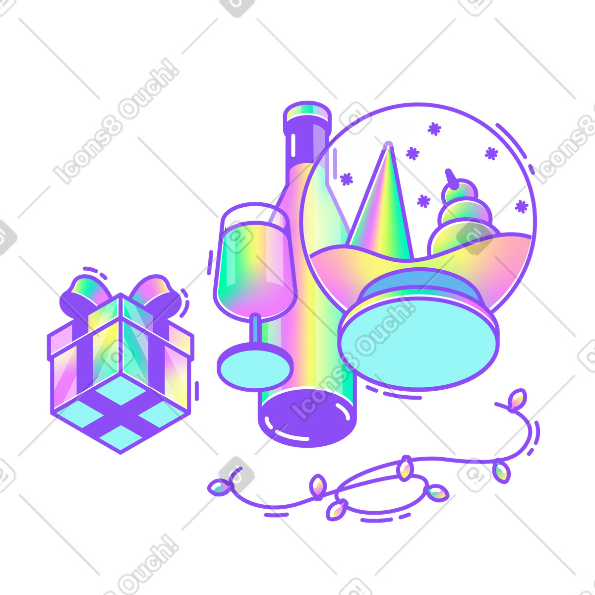 Christmas dinner table illustration with snow globe holiday clipart in PNG SVG GIF