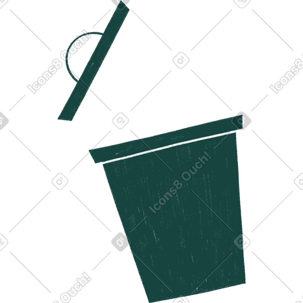 Ilustración Dark green trash can en estilo Tutti a descargar en PNG y SVG