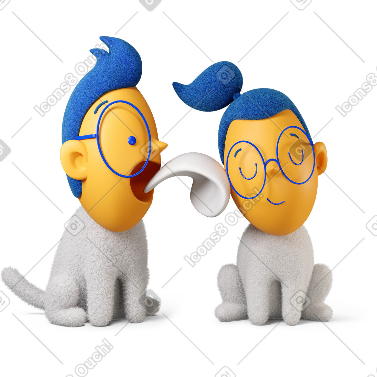 Junge leckt das gesicht des mädchens-Illustration im 3D Buddy-Stil als Download in PNG, SVG