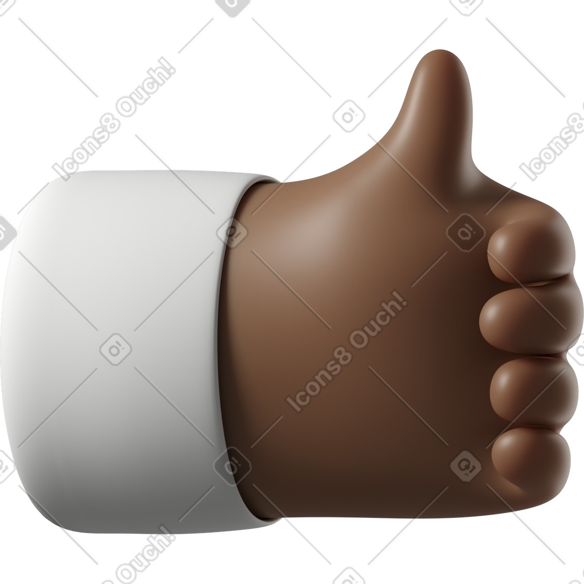 Dark brown skin hand giving a like illustration in 3D Hands Fun&Wild style download in PNG, SVG