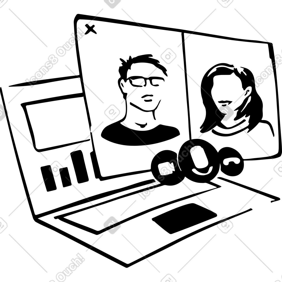 Online call illustration in Line style download in PNG, SVG