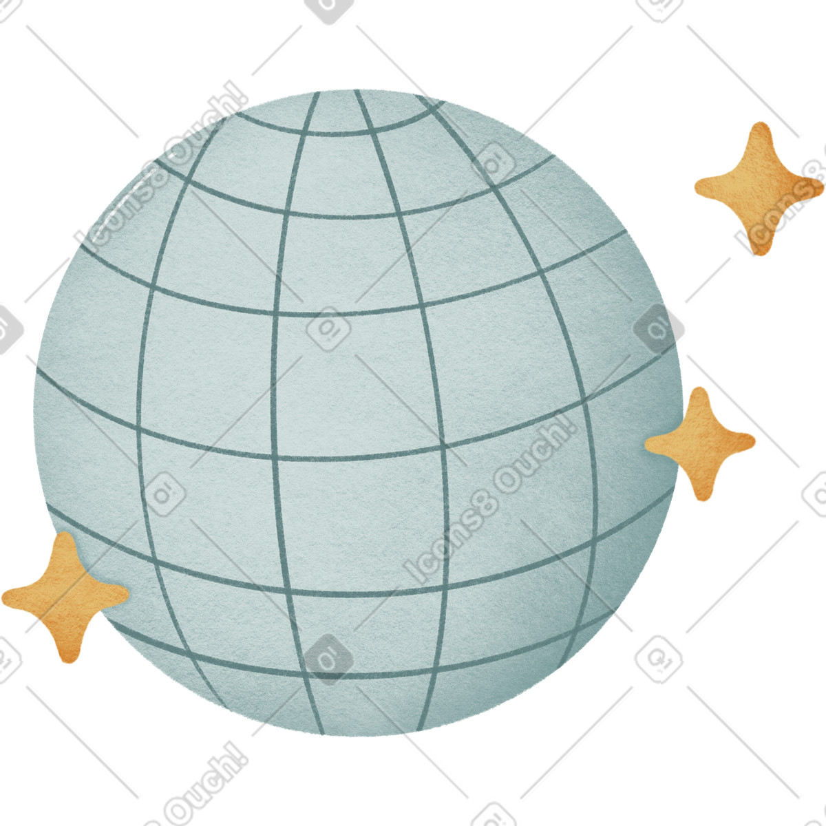 Disco ball with stars illustrazione in stile Woolly scarica in PNG, SVG