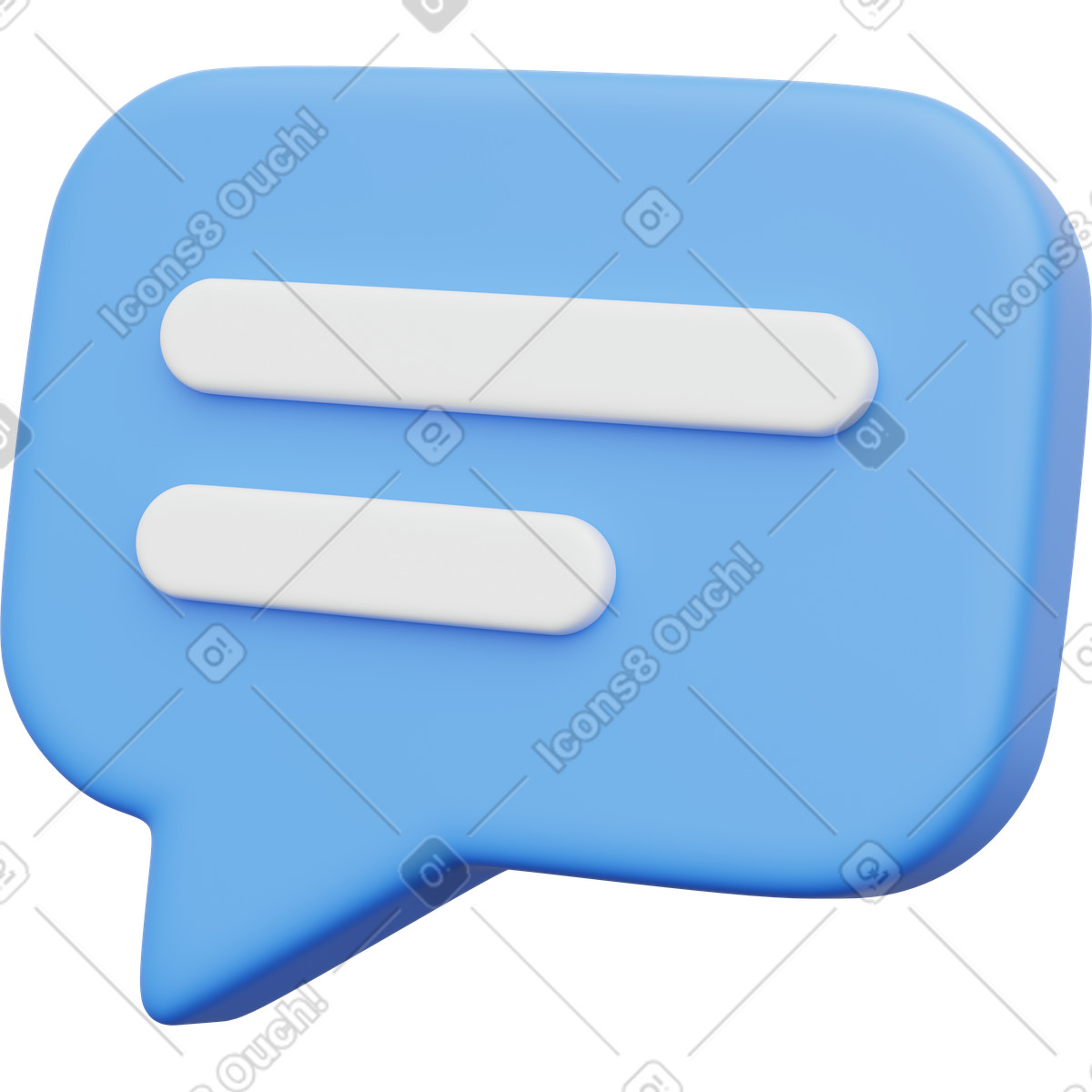Message conversation chat bubble with text lines illustration in 3D Playful style download in PNG, SVG