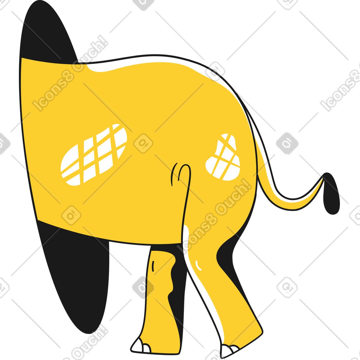 Elefantenhintern-Illustration im Taxi-Stil als Download in PNG, SVG