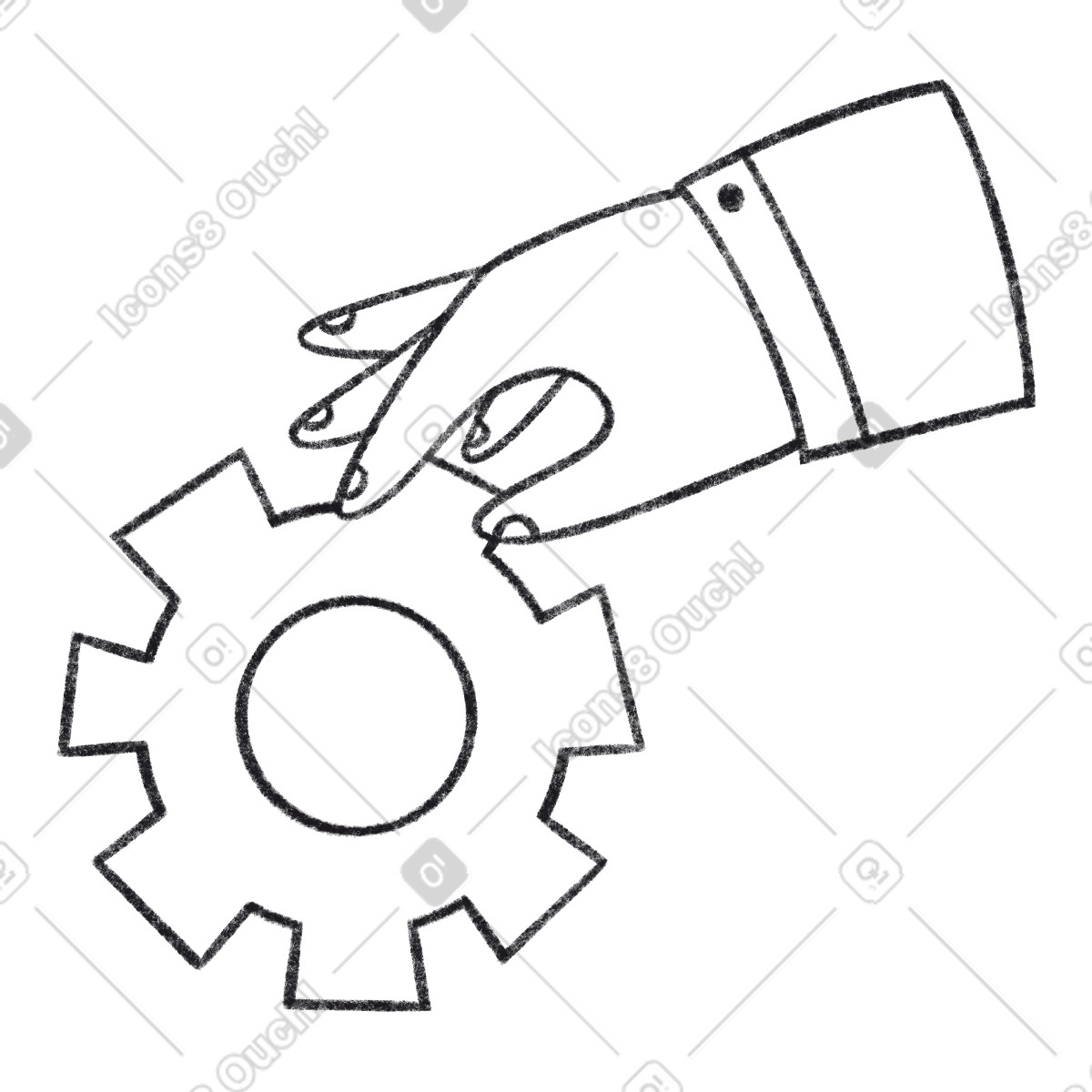 Hand holding a big gear illustrazione in stile Bonbon Line scarica in PNG, SVG