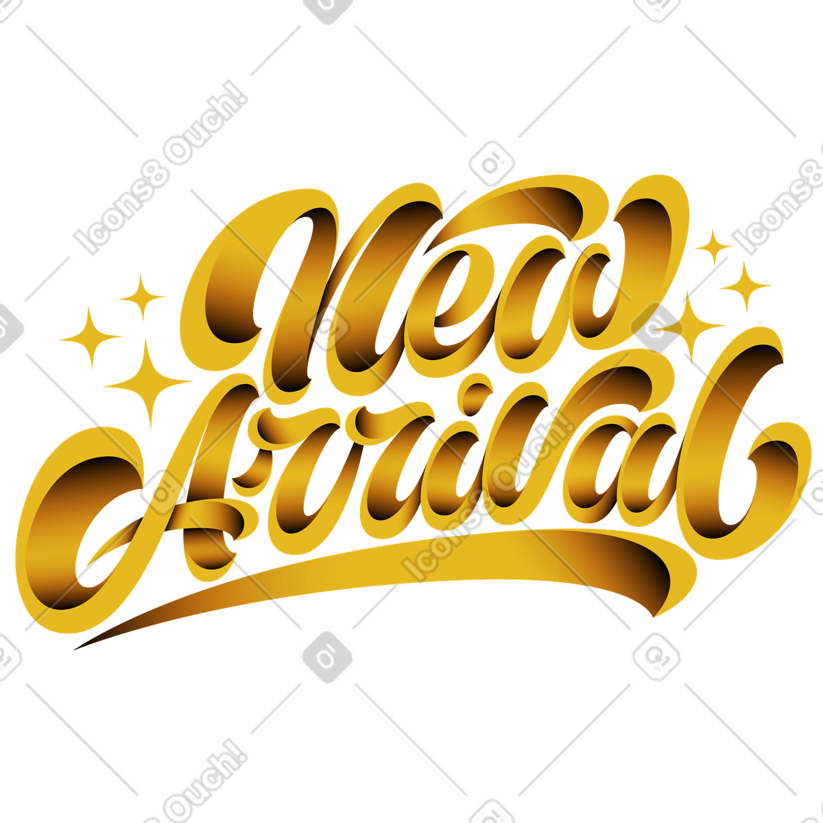 Ilustración Letras recién llegadas con texto de sombra degradado en estilo Lettering a descargar en PNG y SVG
