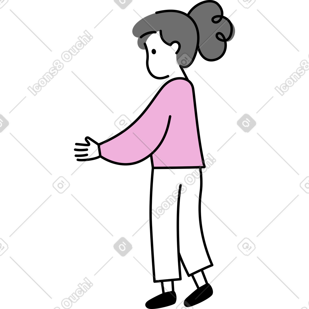 Ilustração de Jovem com a mão estendida em no estilo Mochi para baixar em PNG, SVG