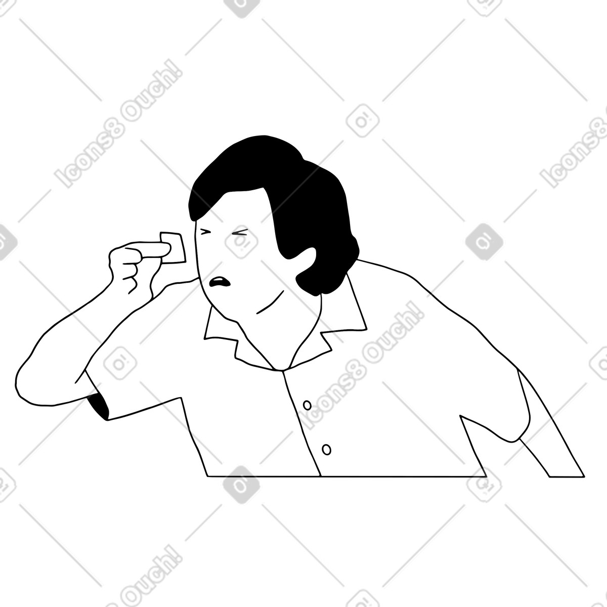 Ilustração de Homem tentando ler uma pequena nota em no estilo Dudes para baixar em PNG, SVG