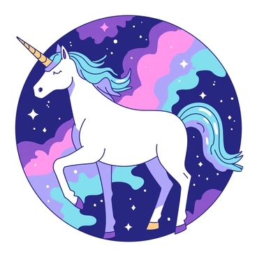 A white unicorn with a glimmering golden horn is soaring through a vast galaxy filled with vibrant colors. The unicorn's mane and tail are flowing elegantly, reflecting shades of blue and purple as it moves. Surrounding the unicorn, there are swirling nebulae in shades of pink and teal, creating a dynamic and colorful backdrop. Stars twinkle brightly in the distance, adding depth to the scene. The unicorn appears majestic and graceful as it navigates through the cosmic landscape.
