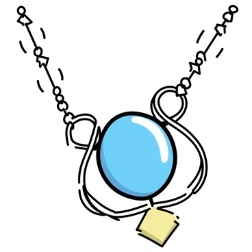 A close-up of an intricate necklace featuring a large, oval-shaped cabochon gem as the centerpiece