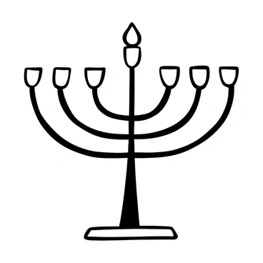 A minimalist menorah design with simple geometric shapes