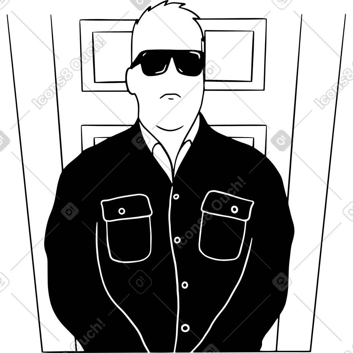 Guard standing at the door illustration in Dudes style download in PNG, SVG