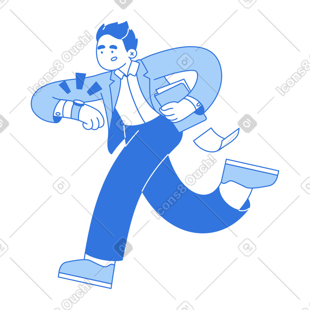 Иллюстрация Employee in a hurry with documents, Rush or urgency at work в стиле Sky — скачать в форматах PNG, SVG