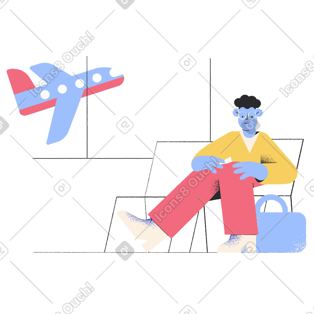 Illustration En attente d'avion dans le style Pablo à télécharger aux formats PNG, SVG