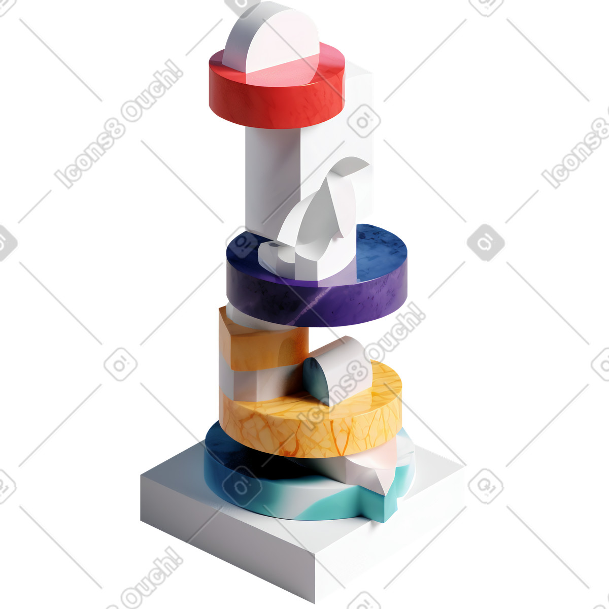 Ilustração de Coluna abstrata, pilha formas diferentes em no estilo 3D Construction para baixar em PNG, SVG