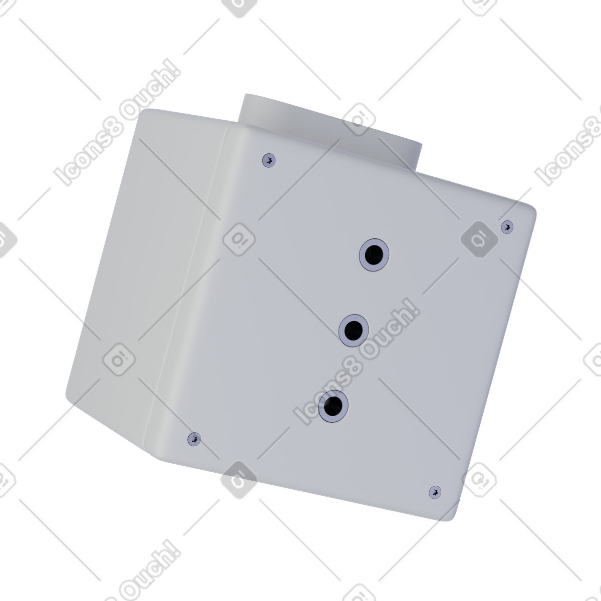 Ilustración White extension socket cube with audio jack ports, Power strip block, Electrical outlet render en estilo 3D Product a descargar en PNG y SVG
