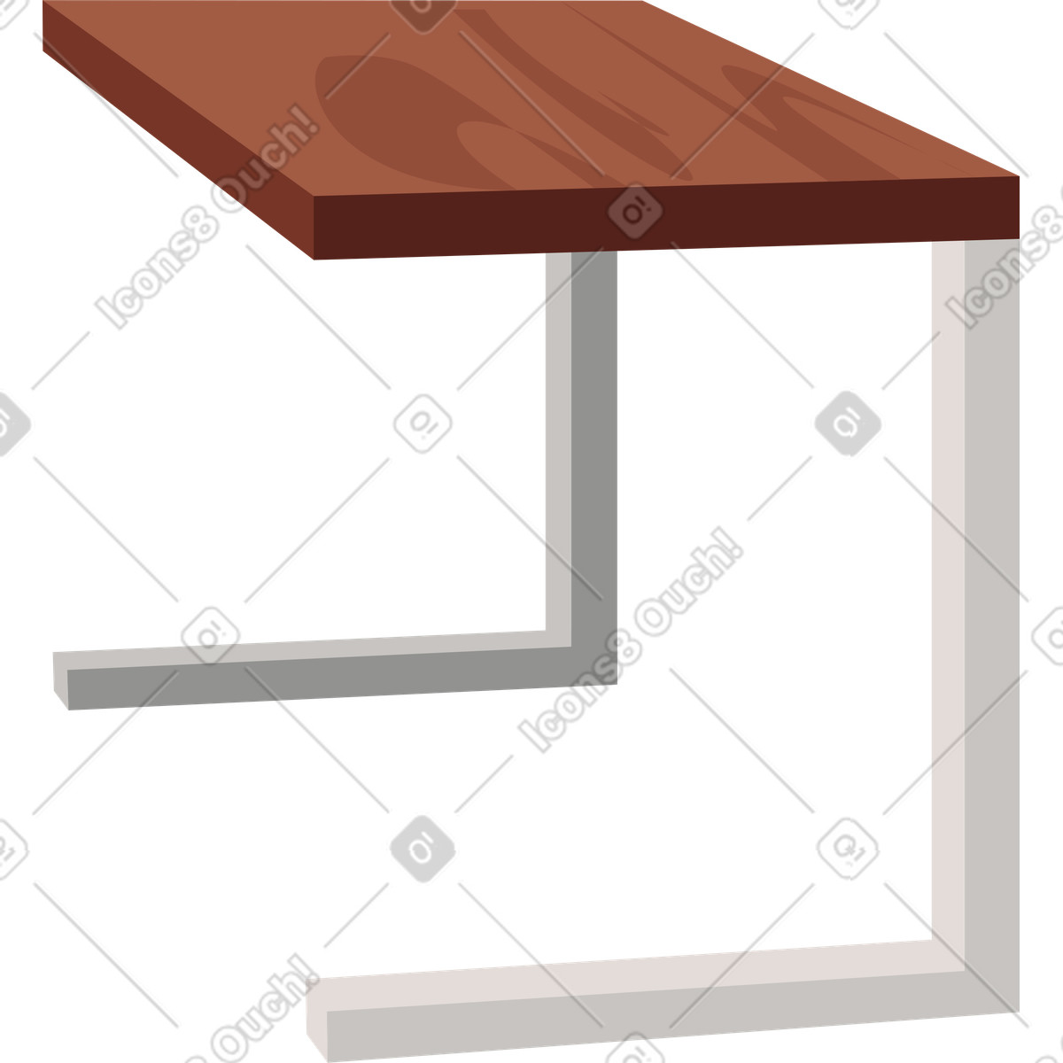下载 Vivid 风格的 Rectangular wooden tabletop with gray legs 插画，支持 PNG、SVG 格式