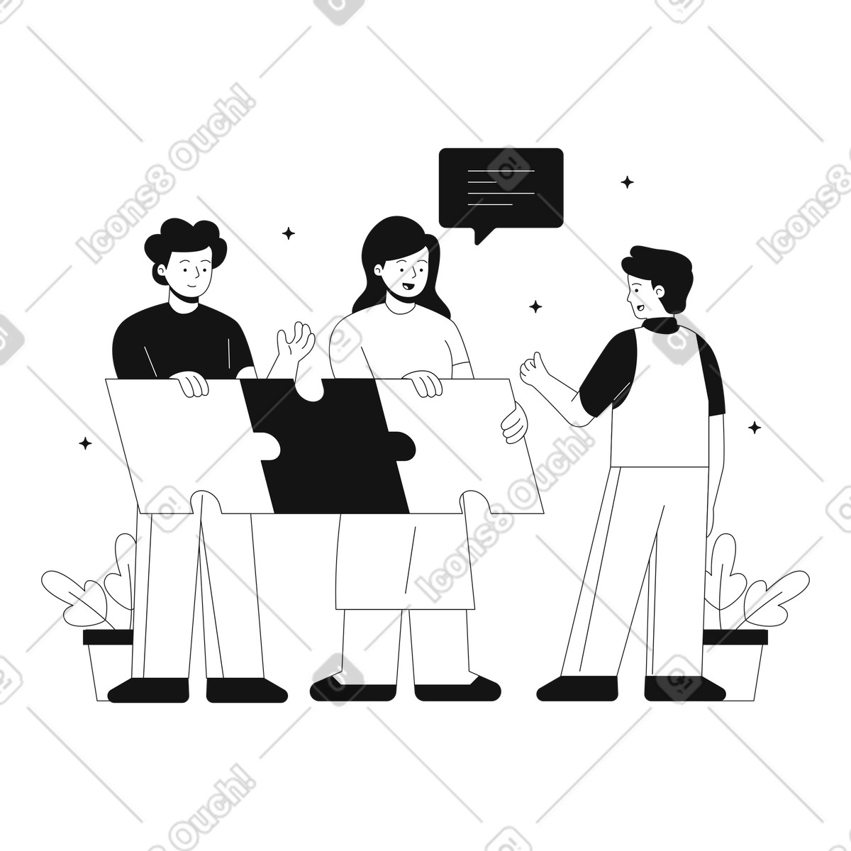 Ilustração de Trabalho em equipe para montar um quebra-cabeça no estilo Teams baixar PNG, SVG