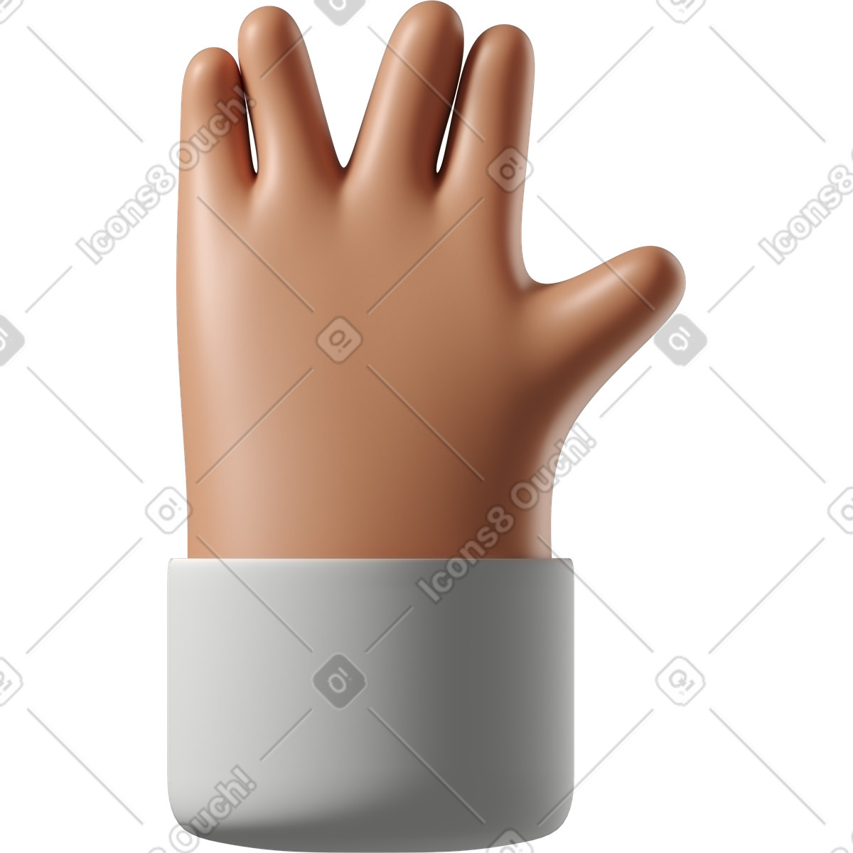 Vulcan saluta la pelle abbronzata mano illustrazione in stile 3D Hands Fun&Wild scarica in PNG, SVG