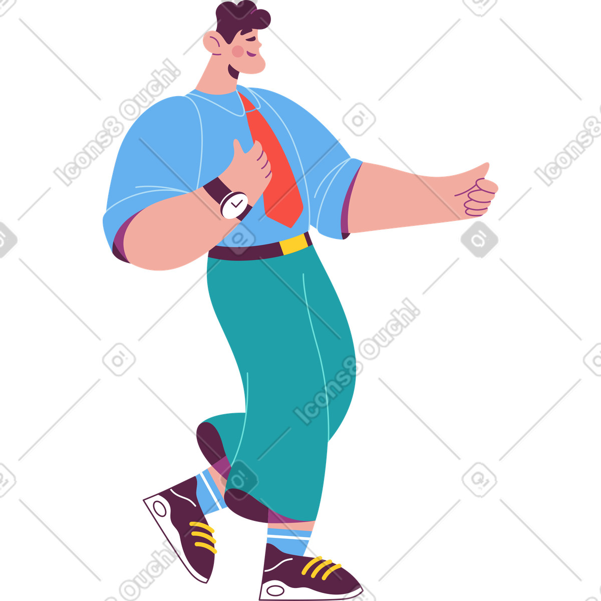 Uomo d'affari ambulante illustrazione in stile Sammy scarica in PNG, SVG