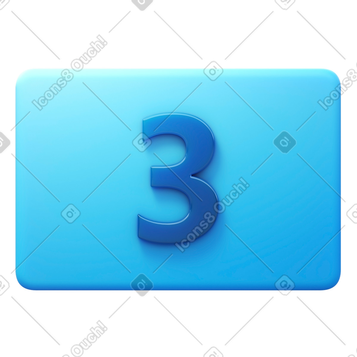 Number three illustration in 3D Fluency style download in PNG, SVG