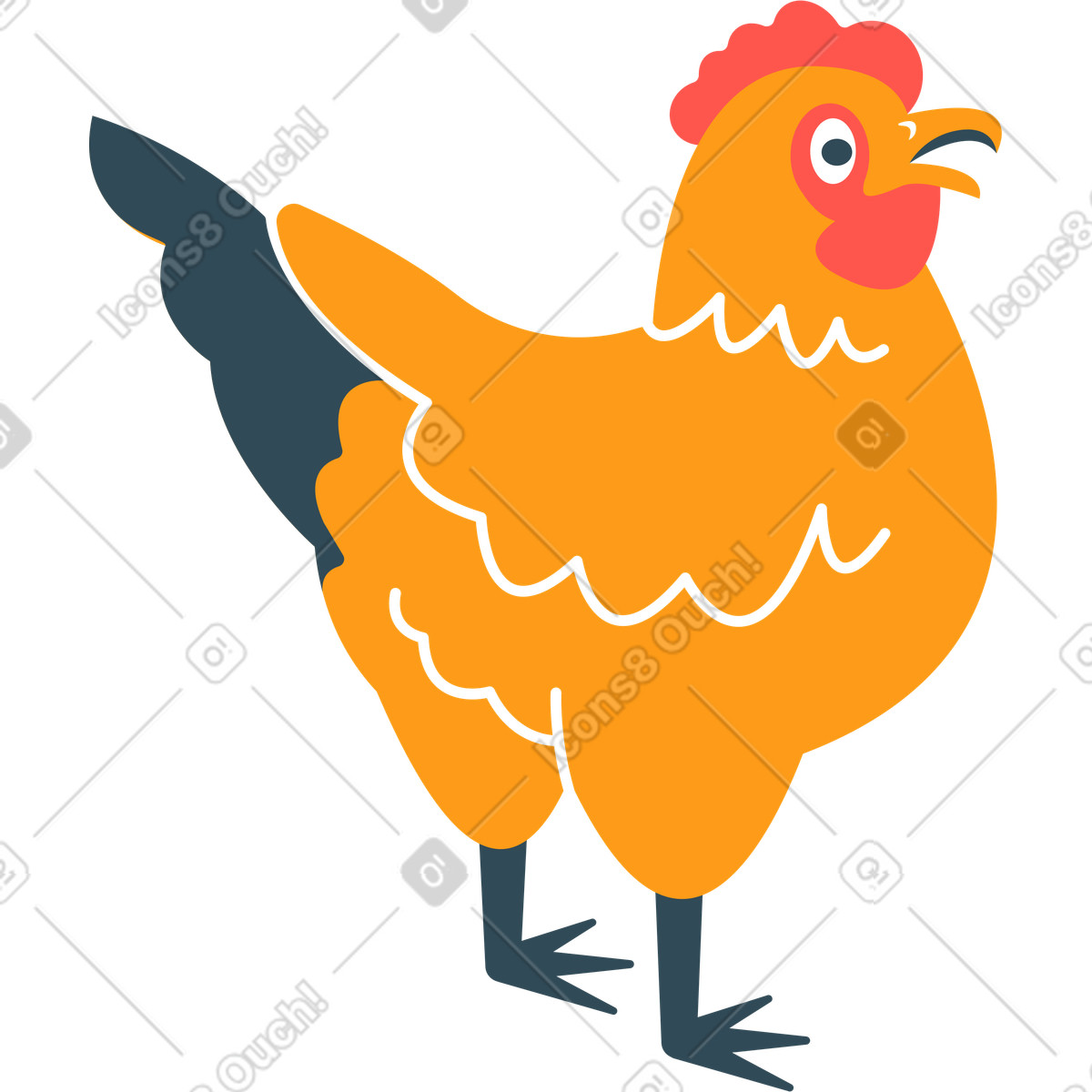 Ilustración Gallina en estilo Kingdom a descargar en PNG y SVG