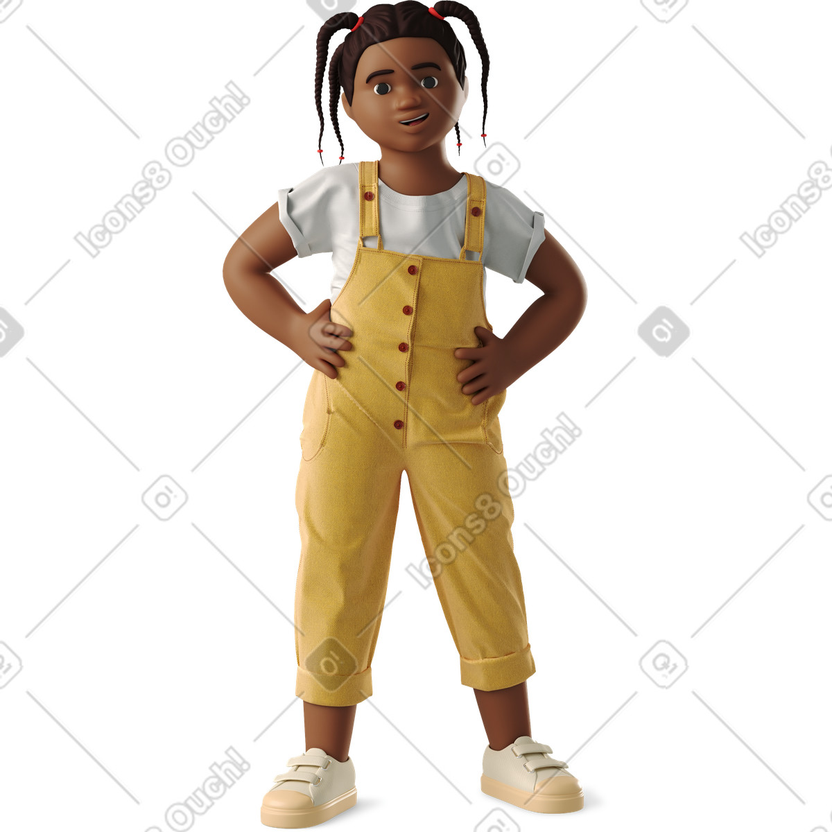 3D Business 스타일의 Little girl standing and smiling 일러스트레이션 PNG, SVG 다운로드