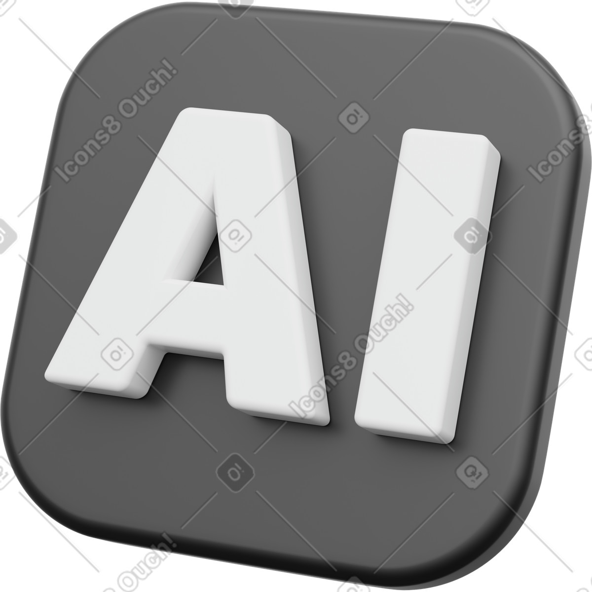 Ilustração de Ícone ia, etiqueta tecnológica, conceito inteligência artificial em no estilo 3D Playful para baixar em PNG, SVG