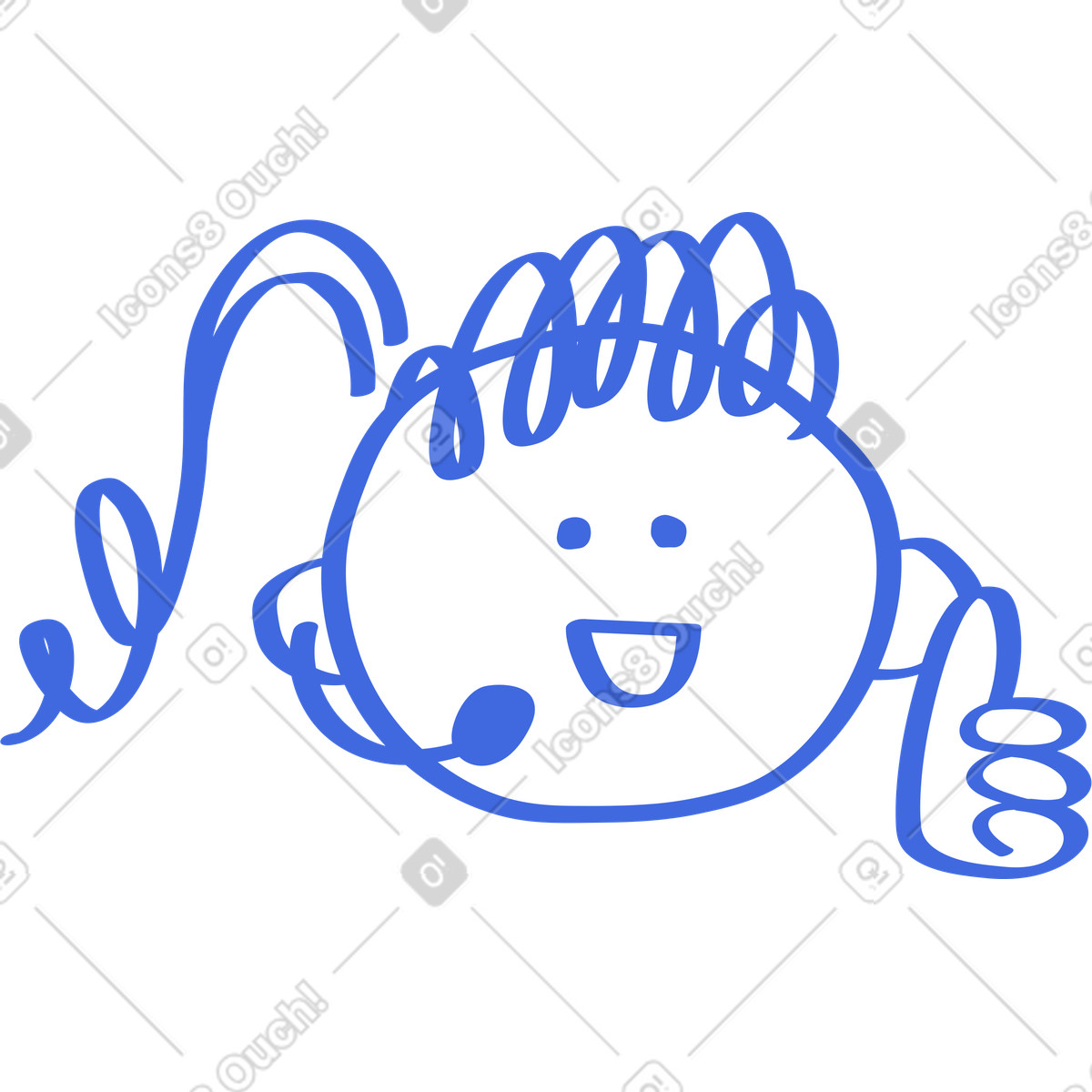 Ballpoint Pen スタイルの Support agent headset doodle giving thumbs up approval gesture のイラストをPNG、SVG形式でダウンロード