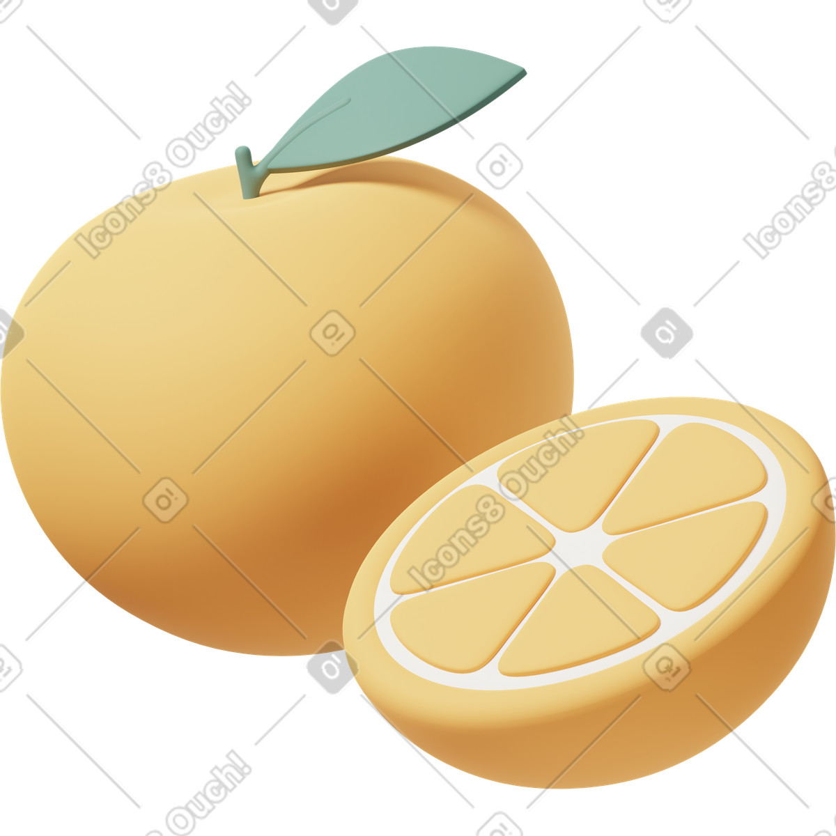 Ilustração de Orange and half of em no estilo 3D Casual life para baixar em PNG, SVG
