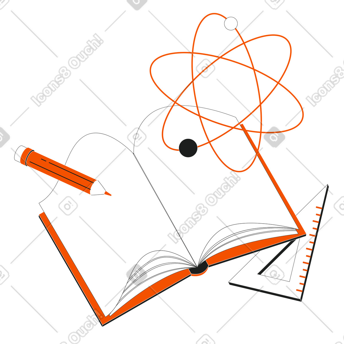 Science and math exploration through study tools illustration in Strict style download in PNG, SVG