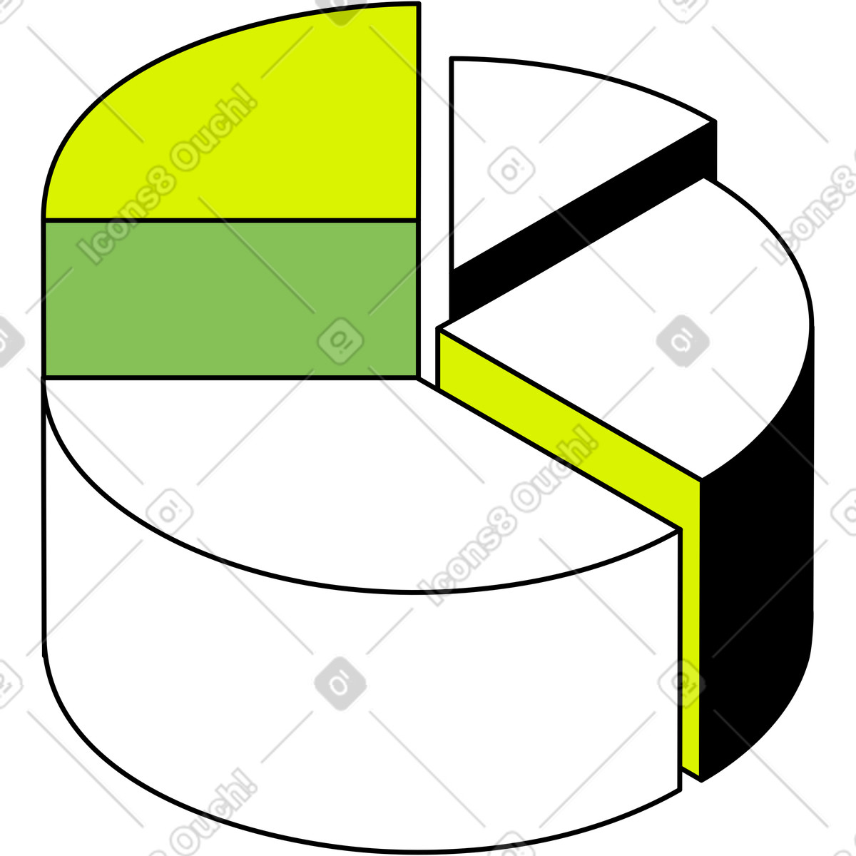 Pie chart illustration in Isometric style download in PNG, SVG