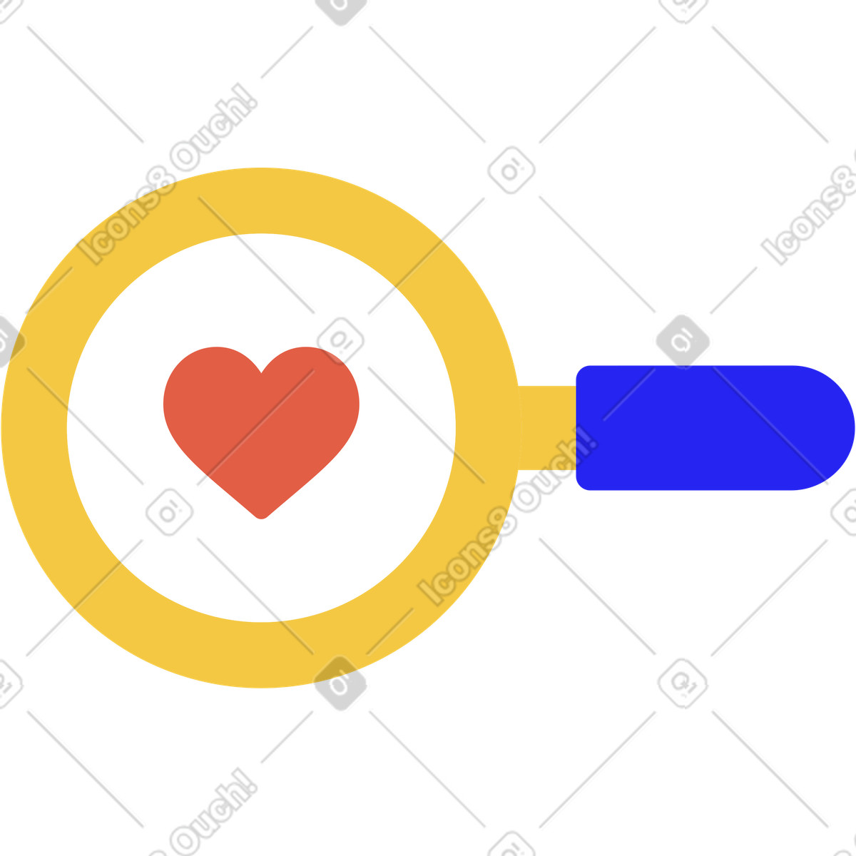 Ilustração de Lupa com coração em no estilo Flat para baixar em PNG, SVG