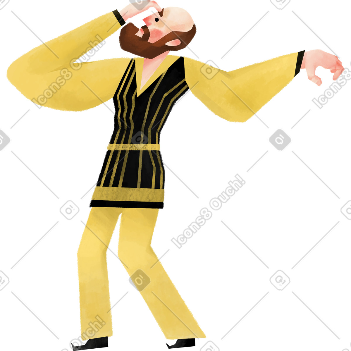 Ilustración Bearded man standing in dramatic pose en estilo Family a descargar en PNG y SVG