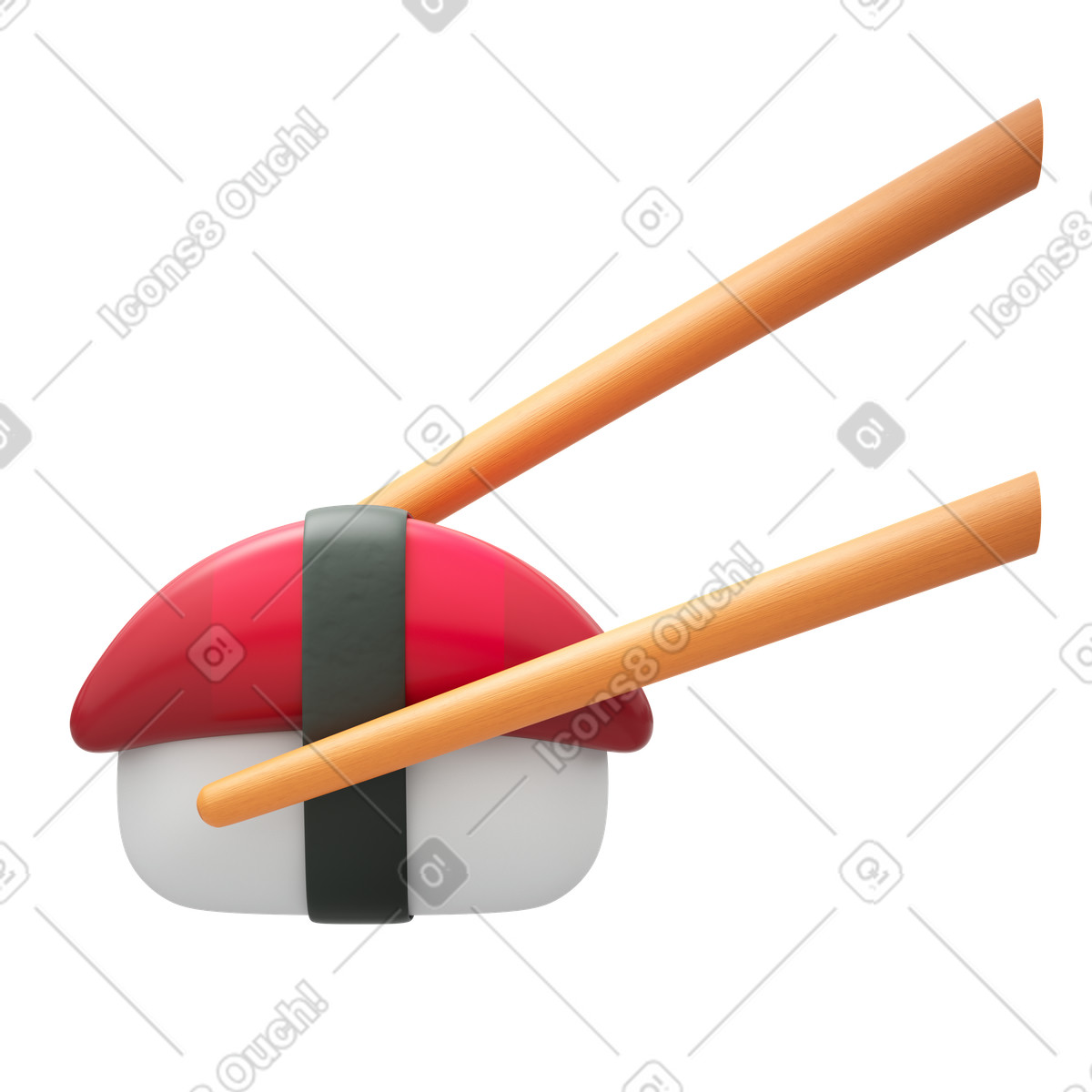 Salmon sushi illustration in 3D Fluency style download in PNG, SVG