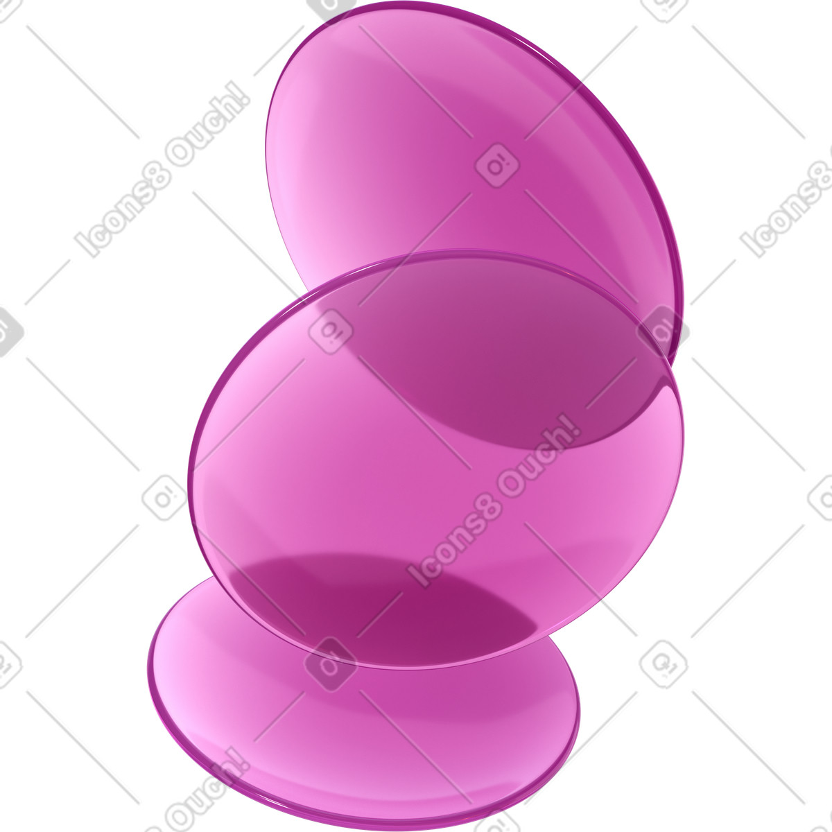 Three lenses of the same color illustration in 3D Glassy style download in PNG, SVG