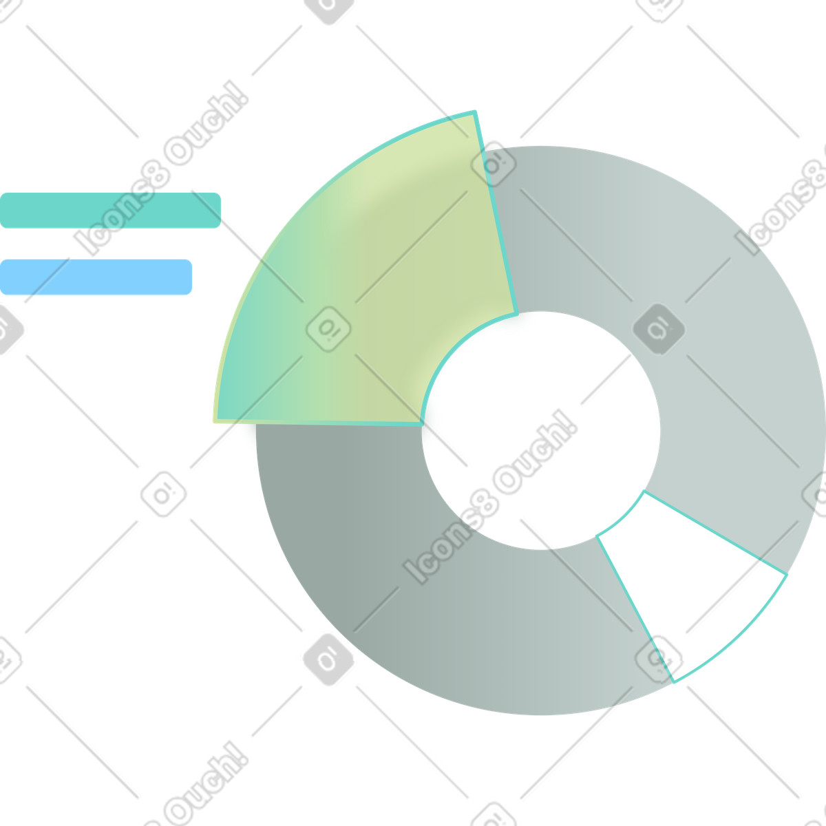 Data visualization donut chart with legend boxes illustration in Office style download in PNG, SVG