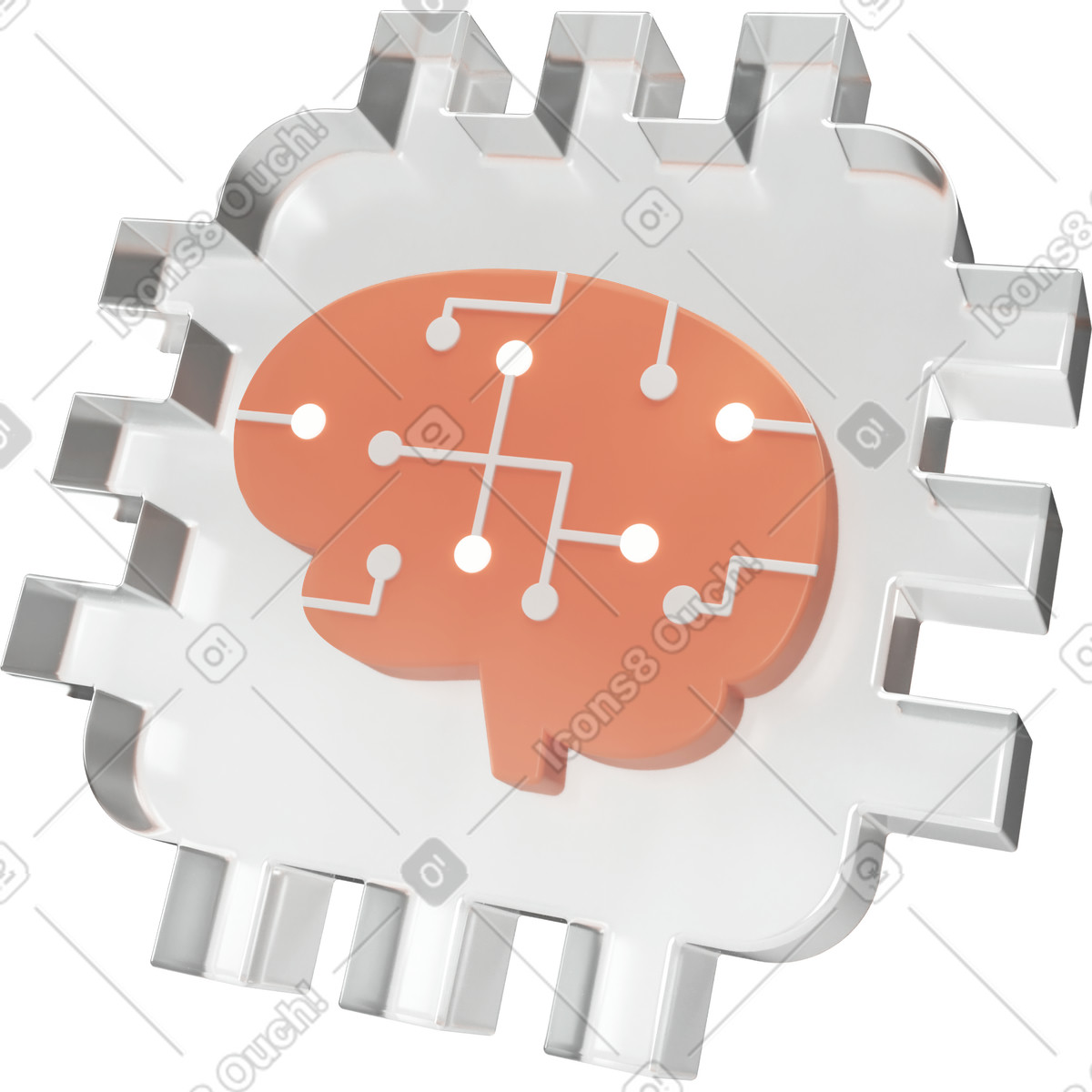 Chip with brain illustration in PNG, SVG