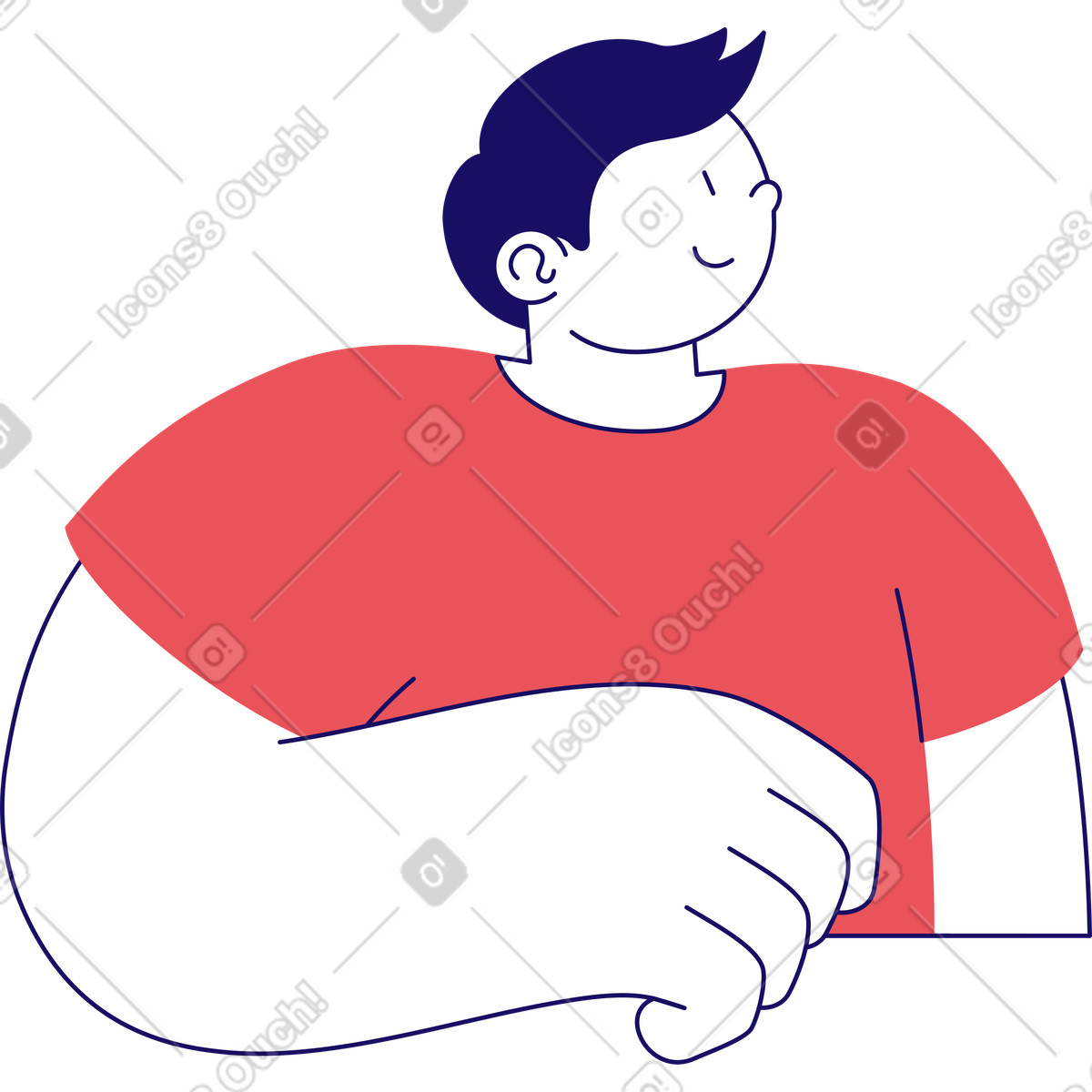 Man looking up and away illustration in Bendy style download in PNG, SVG