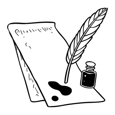 A classic quill pen illustration with detailed line strokes