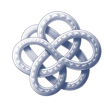 An intricate Celtic knot design, featuring overlapping loops and interwoven patterns. The lines of the knot are finely detailed, showcasing the precision of traditional craftsmanship. The design is inspired by Breton patterns, incorporating elements such as spirals and braids that connect in a symmetrical arrangement. The overall composition is balanced and harmonious, emphasizing the complexity and beauty of Celtic artistry.
