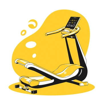 A futuristic treadmill bike featuring sleek, aerodynamic lines and an advanced digital display panel. The bike has a streamlined frame that appears lightweight, with an integrated system for adjusting resistance and speed. The digital display panel showcases various metrics such as distance, speed, and calories burned. The handlebars are ergonomically designed, and the pedals are equipped with straps for secure footing. Surrounding the bike are bright lights and a minimalistic backdrop that emphasizes its modern design.