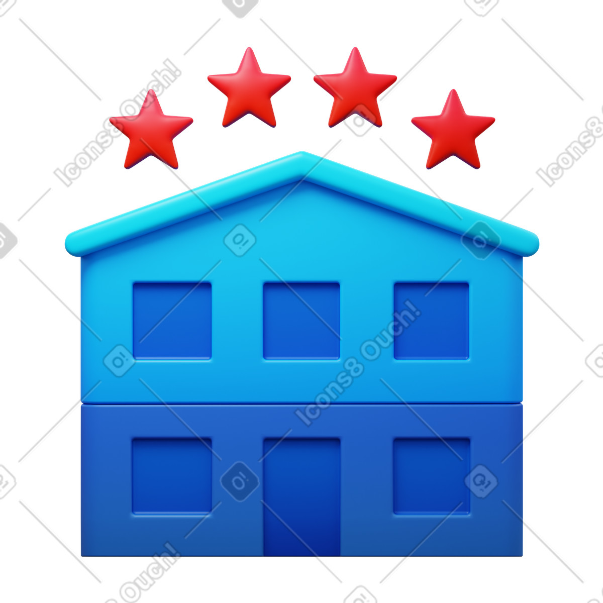 Four star hotel illustration in 3D Fluency style download in PNG, SVG