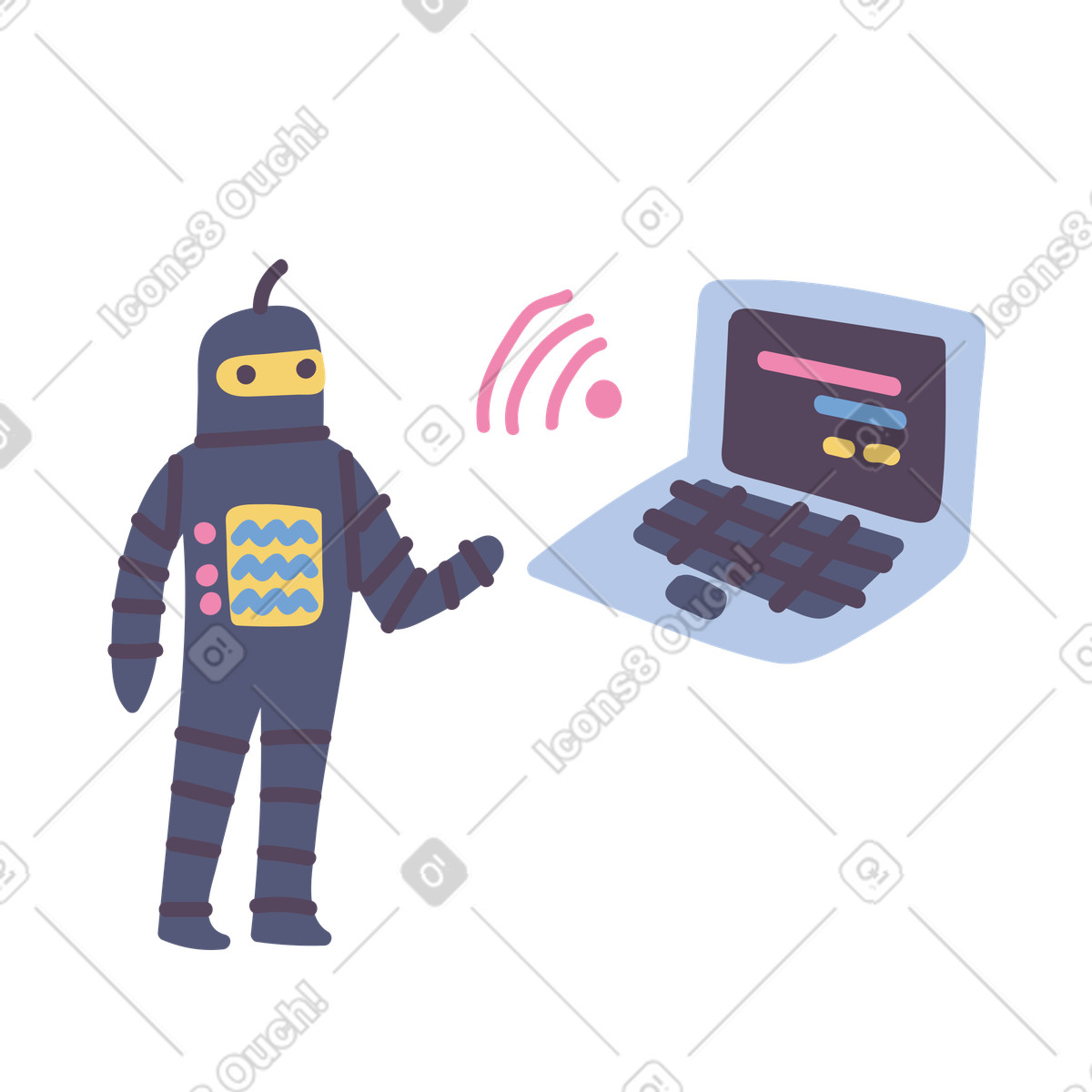 Pluto スタイルの Artificial intelligence in customer support, Online service automation のイラストをPNG、SVG形式でダウンロード