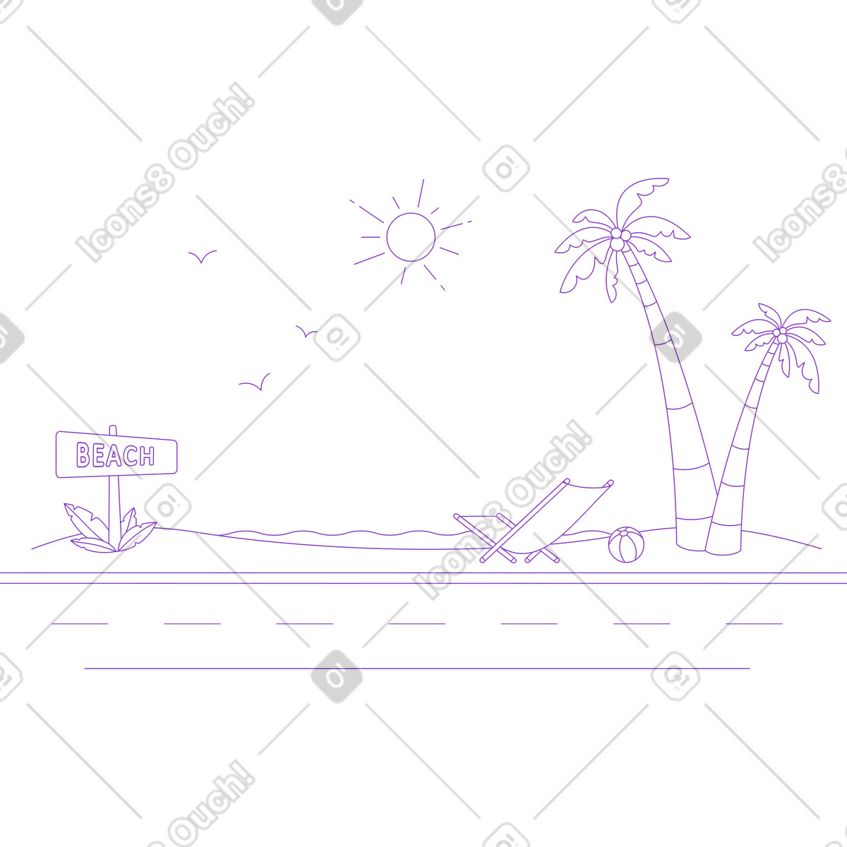 Sfondo della spiaggia illustrazione in stile Elastic scarica in PNG, SVG