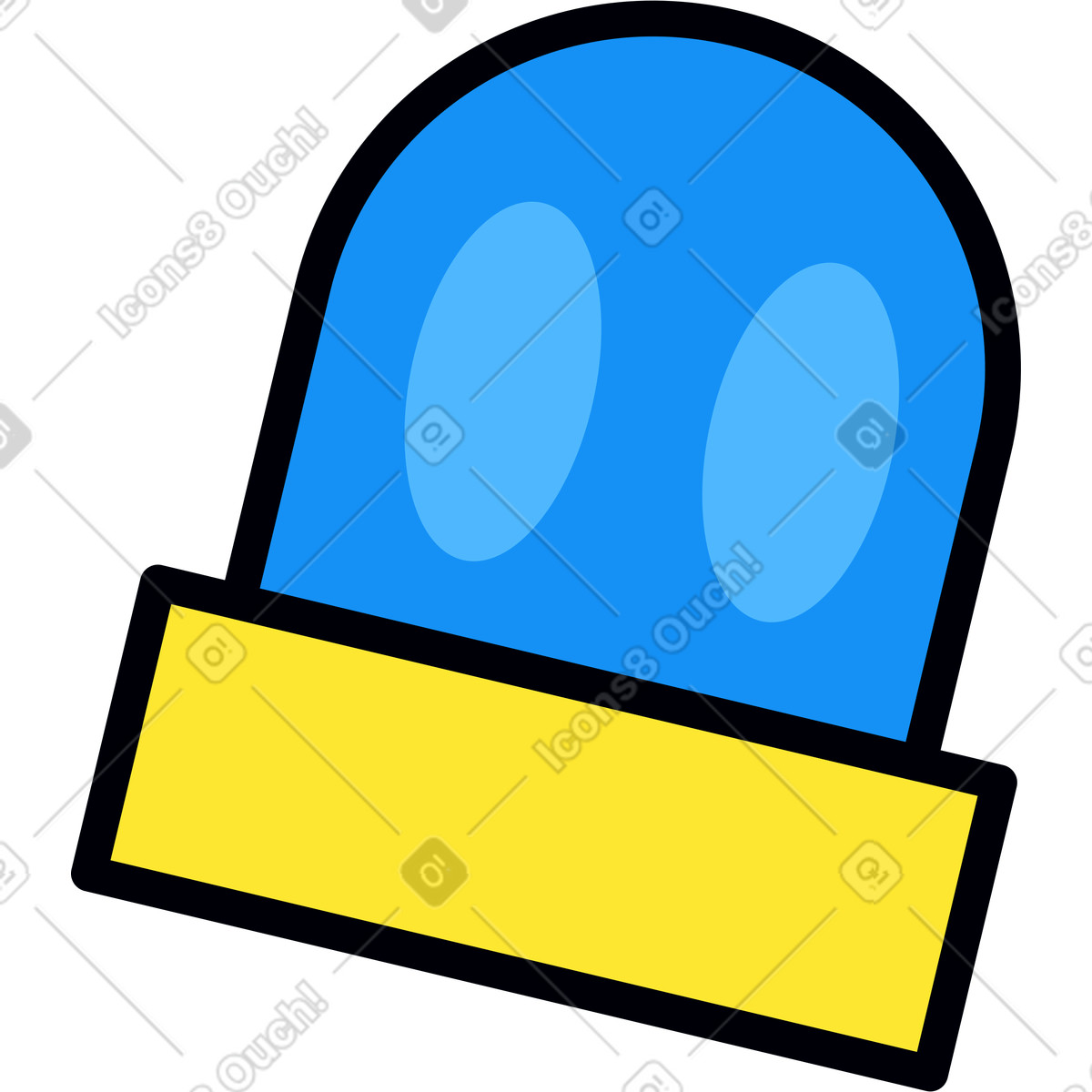 Illustration Sirène bleue clignotante dans le style Droll à télécharger aux formats PNG, SVG