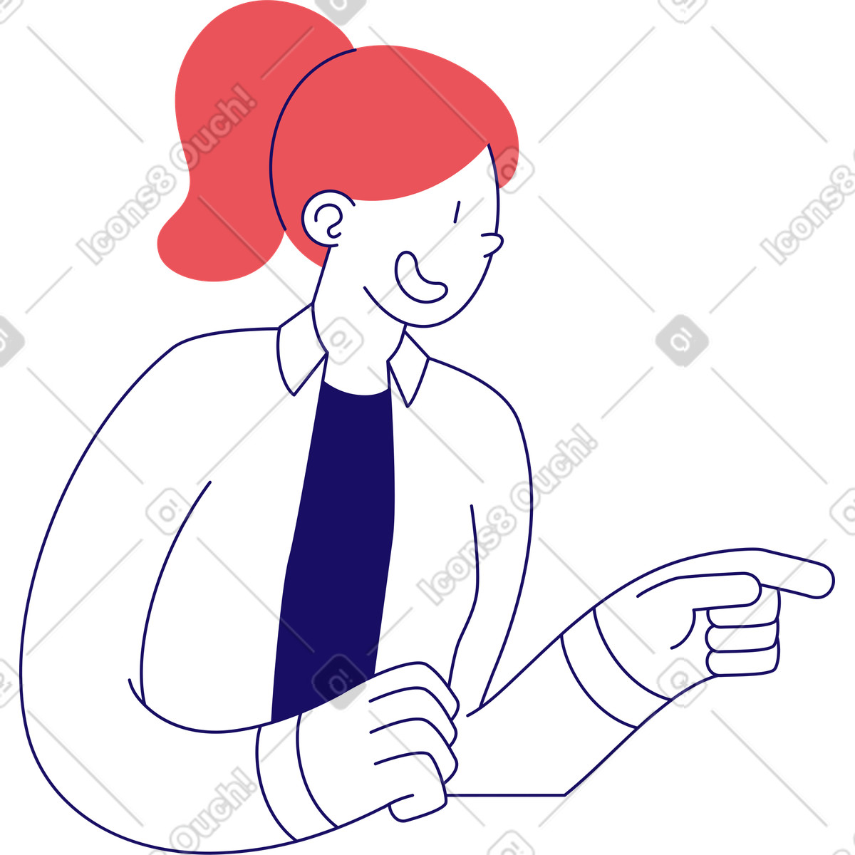 Illustration Femme souriante et montrant quelque chose dans le style Bendy à télécharger aux formats PNG, SVG