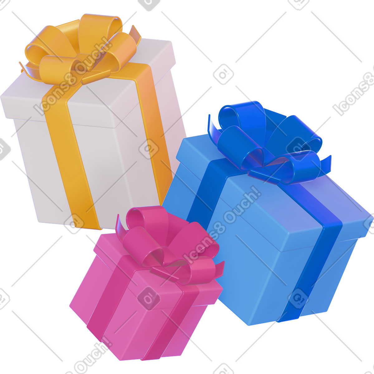 Colourful gifts illustration in 3D Holidays style download in PNG, SVG