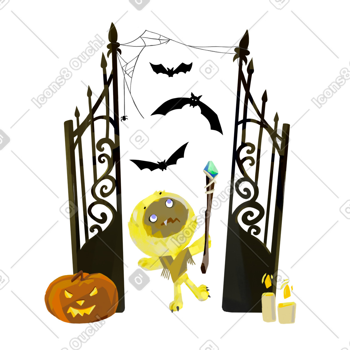 Ilustração de Halloween night at cemetery, Spooky celebration em no estilo Atomic para baixar em PNG, SVG